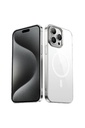 Apple iPhone 15 Pro Uyumlu Kılıf Zore Wireless Şarj Özellikli Şeffaf G-Glass Kapak