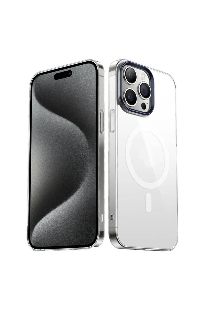 Apple iPhone 15 Pro Uyumlu Kılıf Zore Wireless Şarj Özellikli Şeffaf G-Glass Kapak