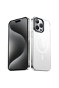Apple iPhone 15 Pro Uyumlu Kılıf Zore Wireless Şarj Özellikli Şeffaf G-Glass Kapak