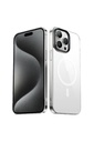 Apple iPhone 15 Pro Uyumlu Kılıf Zore Wireless Şarj Özellikli Şeffaf G-Glass Kapak