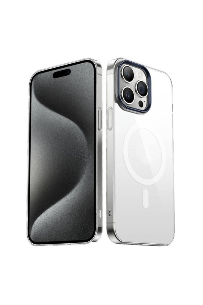 Apple iPhone 15 Pro Max Uyumlu Kılıf Zore Wireless Şarj Özellikli Şeffaf G-Glass Kapak