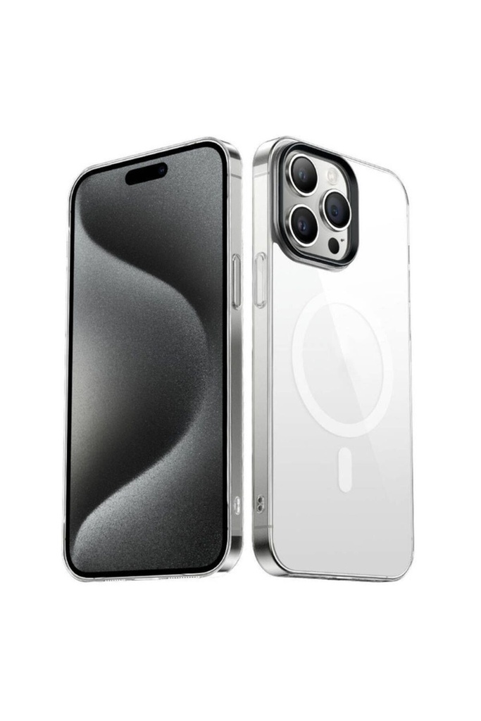 [RNZ-TA95087] Apple iPhone 15 Pro Max Uyumlu Kılıf Zore Wireless Şarj Özellikli Şeffaf G-Glass Kapak (Siyah)
