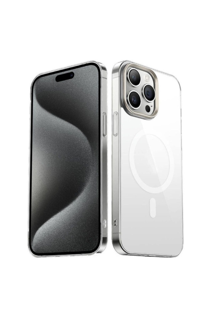 Apple iPhone 15 Pro Max Uyumlu Kılıf Zore Wireless Şarj Özellikli Şeffaf G-Glass Kapak