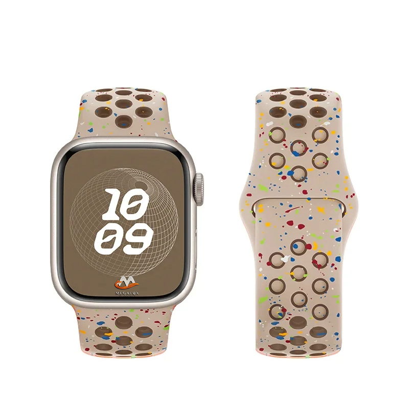 Apple Watch 38mm Uyumlu Kordon Silikon Esnek Yumuşak Delikli Spor KRD-02 Kayış