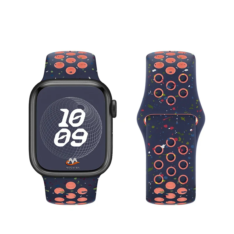 Apple Watch 38mm Uyumlu Kordon Silikon Esnek Yumuşak Delikli Spor KRD-02 Kayış