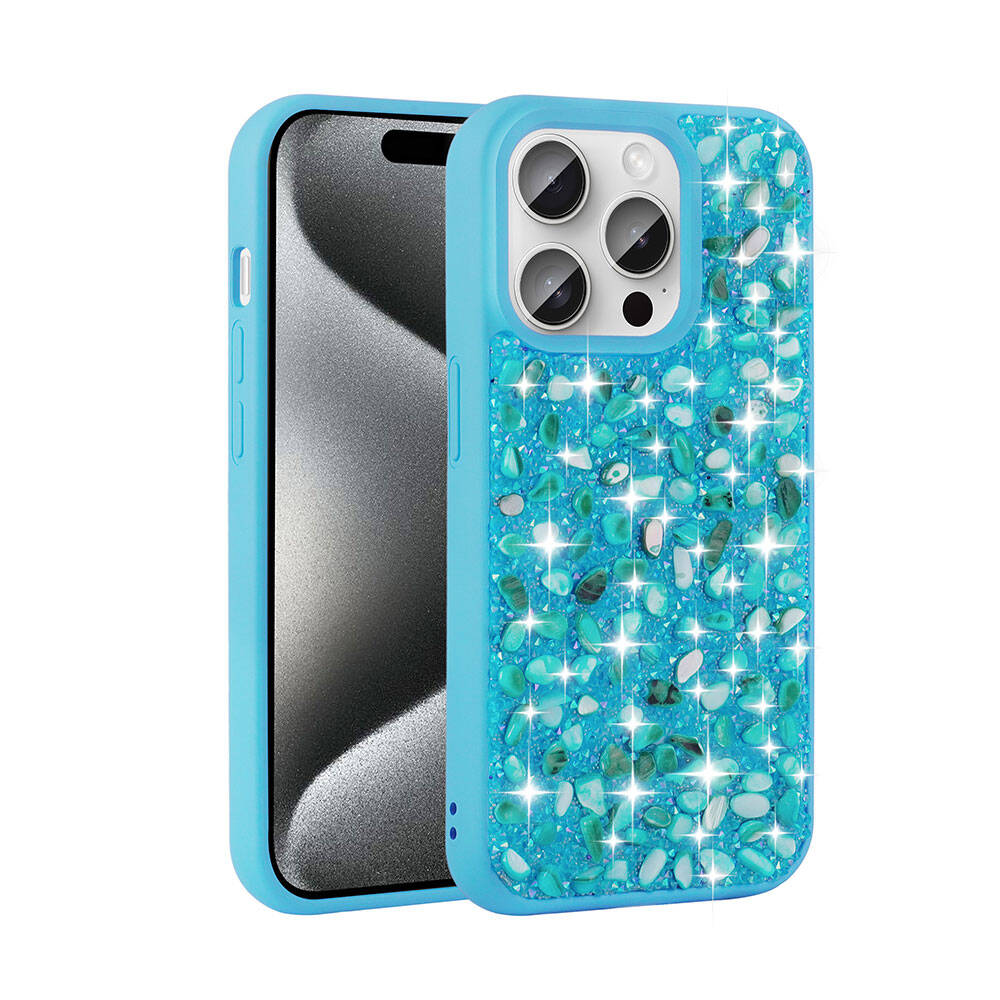 Apple iPhone 15 Pro Uyumlu Kılıf Parlak Taşlı Tasarım Zore Linea Diamond Kapak