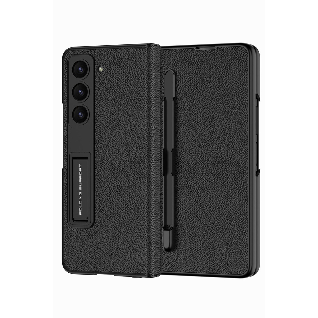 [RNZ-TA95210] Samsung Galaxy Z Fold 5 Uyumlu Kılıf Zore Kalem Bölmeli Droga Kapak