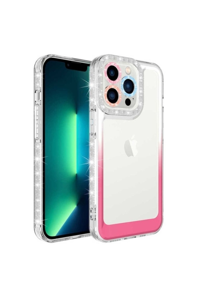 Apple iPhone 14 Pro Max Uyumlu Kılıf Simli ve Renk Geçiş Tasarımlı Lens Korumalı Zore Park Kapak