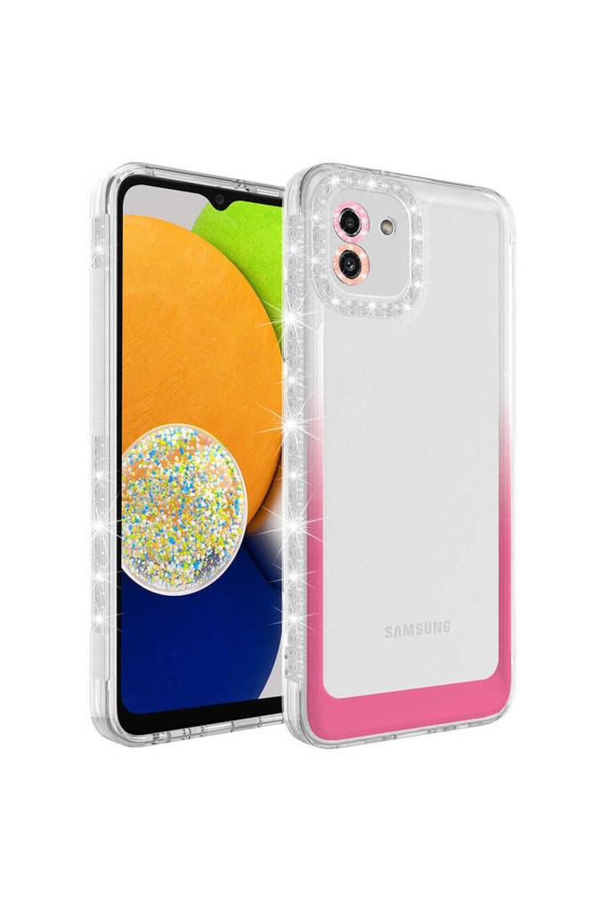 Samsung Galaxy A03 Uyumlu Kılıf Simli ve Renk Geçiş Tasarımlı Lens Korumalı Zore Park Kapak