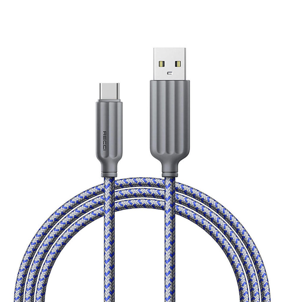 [ZTA95411] Recci RTC-N23C 3A Hızlı Şarj Özellikli Type-C to USB-A Kablo 1M (Gri)