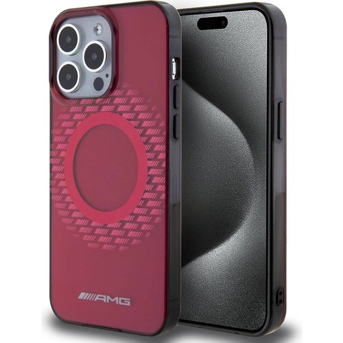 Apple iPhone 15 Pro Max Uyumlu Kılıf AMG Orjinal Lisanslı M-safe Şarj Özellikli Eşkenar Dörtgen Desenli Transparan Kapak