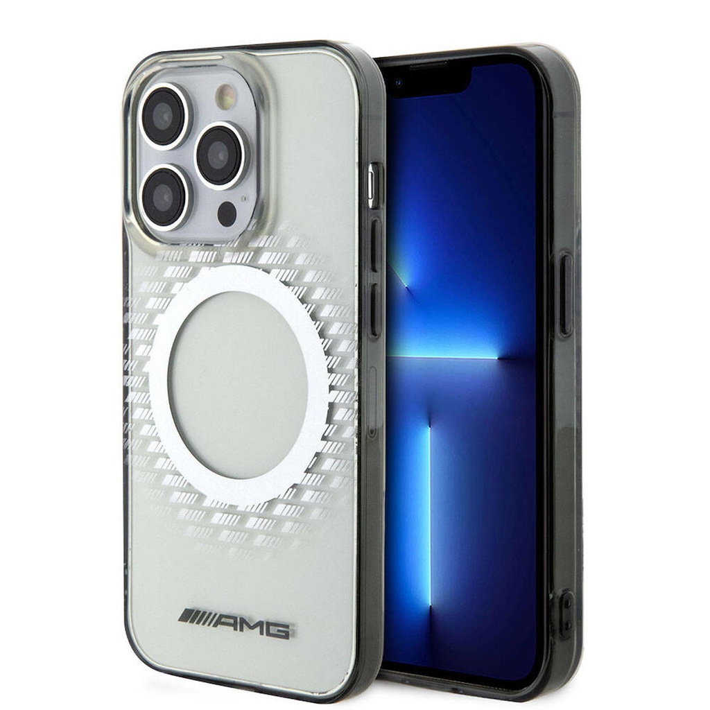 Apple iPhone 15 Pro Max Uyumlu Kılıf AMG Orjinal Lisanslı M-safe Şarj Özellikli Eşkenar Dörtgen Desenli Transparan Kapak