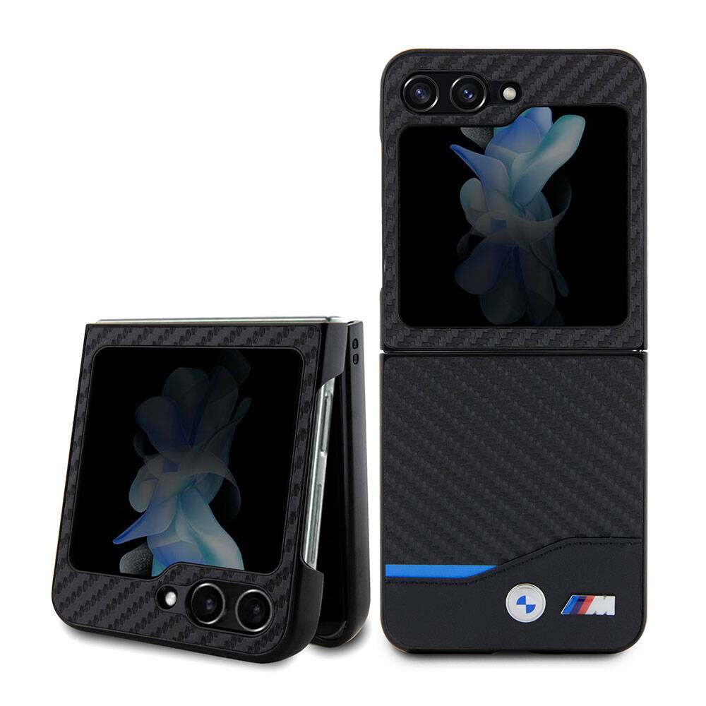 Samsung Galaxy Z Flip 5 Uyumlu Kılıf BMW Orjinal Lisanslı M Logolu PU Karbon Kapak