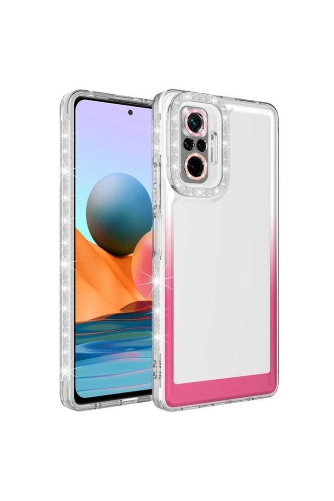 Xiaomi Redmi Note 10 Pro Uyumlu Kılıf Simli ve Renk Geçiş Tasarımlı Lens Korumalı Zore Park Kapak