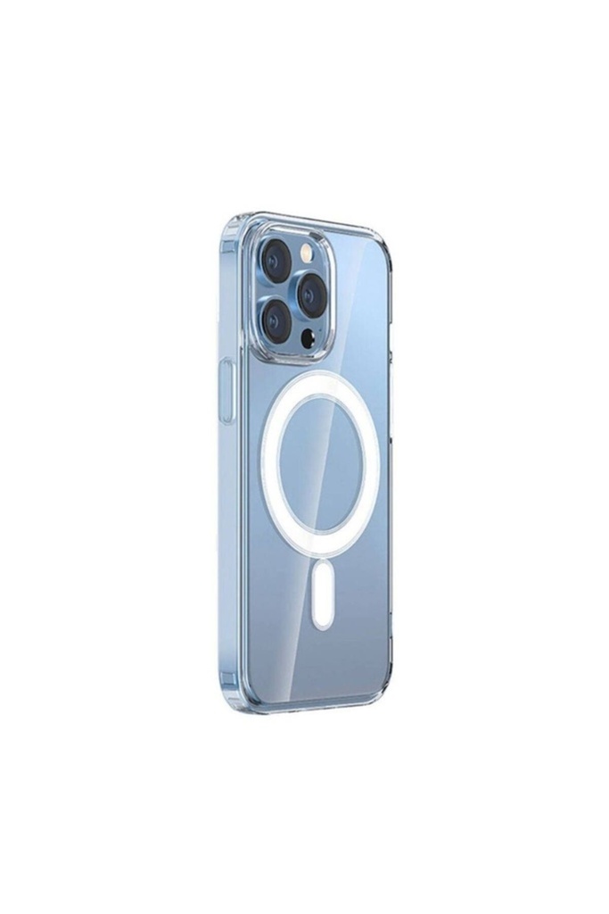 Apple iPhone 15 Pro Uyumlu Kılıf M-safe Şarj Özellikli Şeffaf Sert PC Zore Embos Kapak