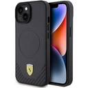 Apple iPhone 15 Plus Uyumlu Kılıf Ferrari Orjinal Lisanslı M-safe Şarj Özellikli Metal Logolu PU Karbon Kapak