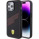 Apple iPhone 15 Pro Max Uyumlu Kılıf Ferrari Orjinal Lisanslı PU Delikli Arka Yüzey Metal Logolu Dikişli Büyük SF Yazılı Kapak