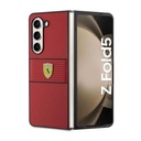 Samsung Galaxy Z Fold 5 Uyumlu Kılıf Ferrari Orjinal Lisanslı PU Deri Metal Logolu Multi Çizgili Kapak