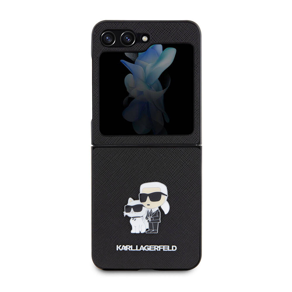 Samsung Galaxy Z Flip 5 Uyumlu Kılıf Karl Lagerfeld Orjinal Lisanslı K&C Metal Logolu Saffiano Kapak