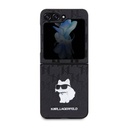 Samsung Galaxy Z Flip 5 Uyumlu Kılıf Karl Lagerfeld Orjinal Lisanslı KL Desenli Choupette İkonik Saffiano Kapak