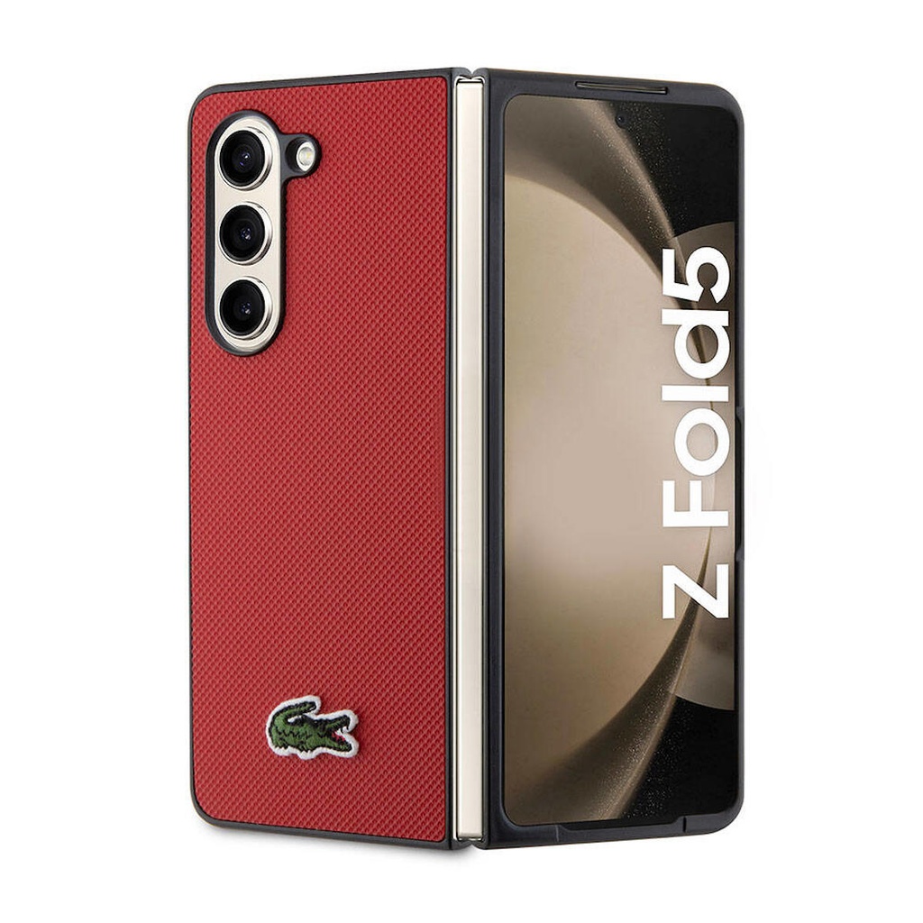 Samsung Galaxy Z Fold 5 Uyumlu Kılıf Lacoste Orjinal Lisanslı PU Pike Desenli Arka Yüzey İkonik Timsah Dokuma Logolu Kapak