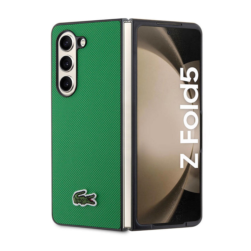 Samsung Galaxy Z Fold 5 Uyumlu Kılıf Lacoste Orjinal Lisanslı PU Pike Desenli Arka Yüzey İkonik Timsah Dokuma Logolu Kapak