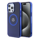 Apple iPhone 15 Pro Max Uyumlu Kılıf Mercedes Benz Orjinal Lisanslı M-safe Şarj Özellikli Çift Katmanlı Mavi Yıldız Desenli Kapak