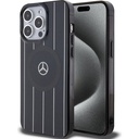 Apple iPhone 15 Pro Max Uyumlu Kılıf Mercedes Benz Orjinal Lisanslı M-safe Şarj Özellikli Çift Katmanlı Paralel Çizgi Desenli Kapak