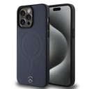 Apple iPhone 15 Pro Max Uyumlu Kılıf Mercedes Benz Orjinal Lisanslı M-safe Şarj Özellikli Metal Yıldız Logolu Pürüzsüz Deri Kapak