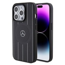 Apple iPhone 15 Pro Uyumlu Kılıf Mercedes Benz Orjinal Lisanslı M-safe Şarj Özellikli Baskı Logolu Paralel Çizgi Desenli Deri Kapak