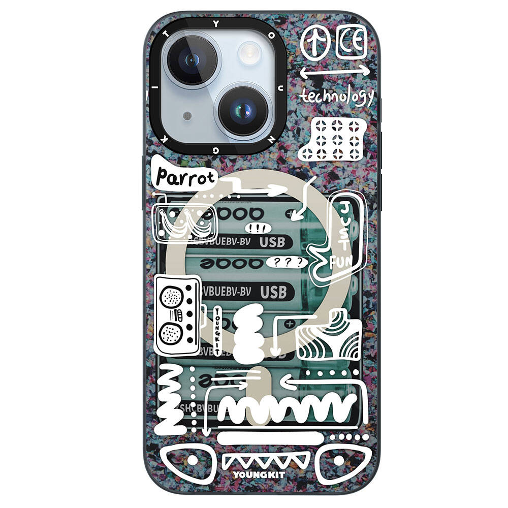 Apple iPhone 15 Uyumlu Kılıf M-safe Şarj Özellikli Youngkit Dark Matter Serisi Kapak