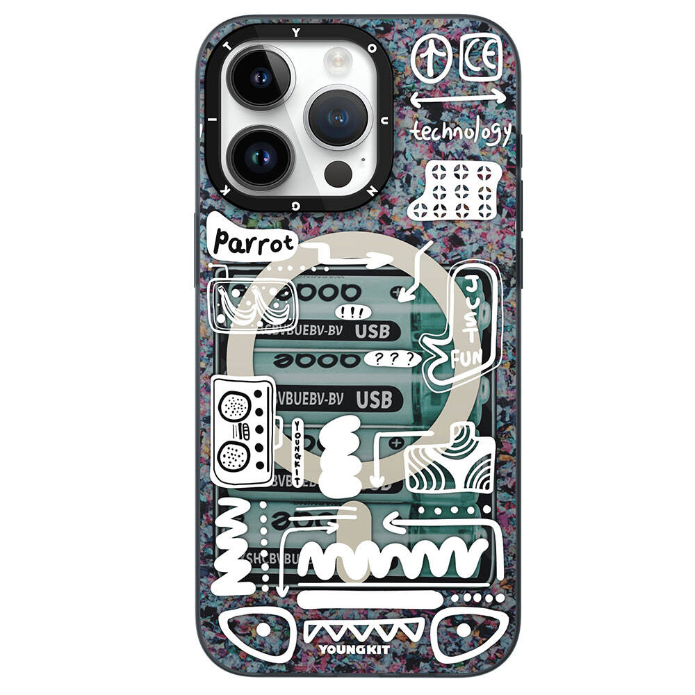 [RNZ-TA95738] Apple iPhone 15 Pro Max Uyumlu Kılıf M-safe Şarj Özellikli Youngkit Dark Matter Serisi Kapak (Siyah)