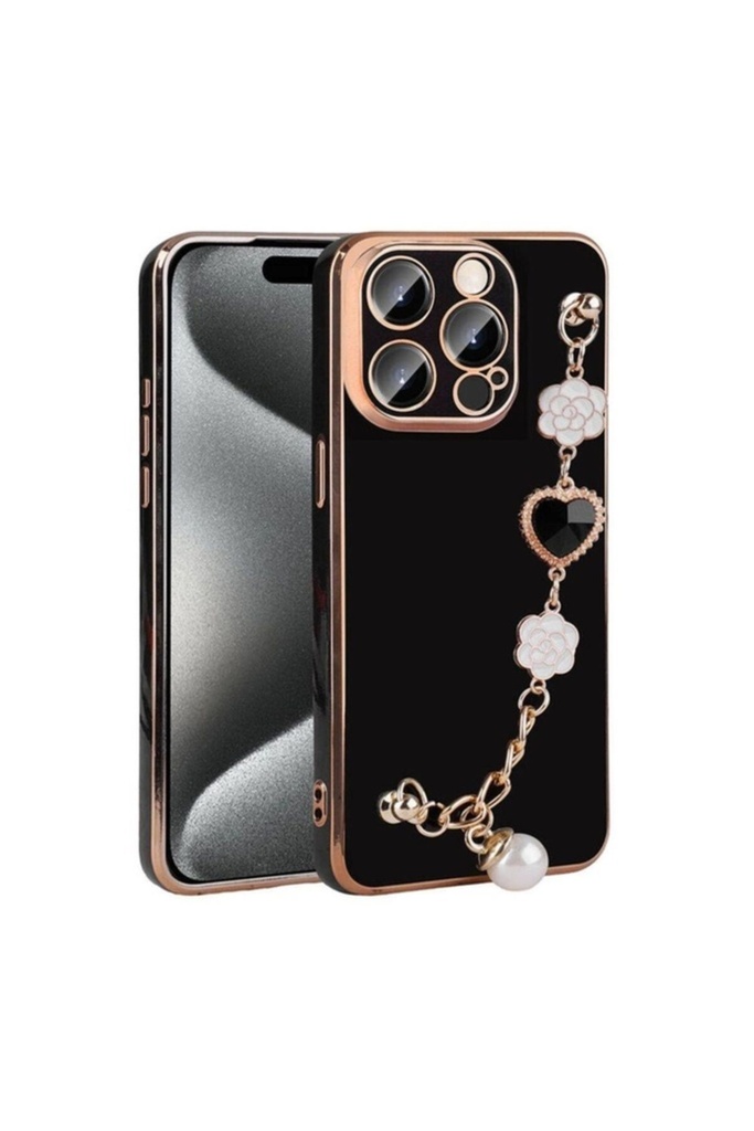 [RNZ-TA98171] Apple iPhone 15 Pro Uyumlu Kılıf El Tutamaçlı Kamera Korumalı Zore Taka Silikon Kapak (Siyah)