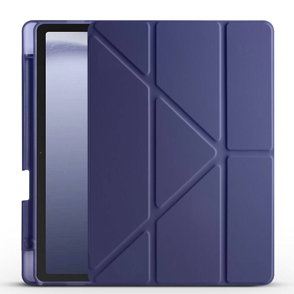 Samsung Galaxy Tab A9 Uyumlu Kılıf Zore Tri Folding Kalem Bölmeli Standlı Kılıf