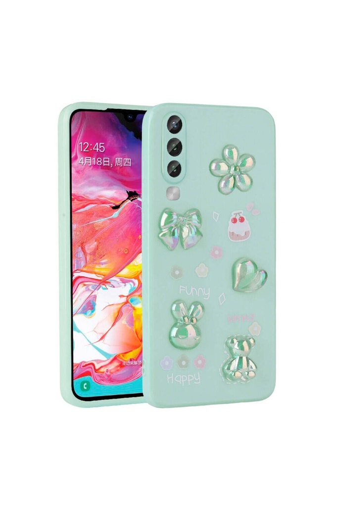 Samsung Galaxy A70 Uyumlu Kılıf Kabartma Figürlü Parlak Zore Toys Silikon Kapak