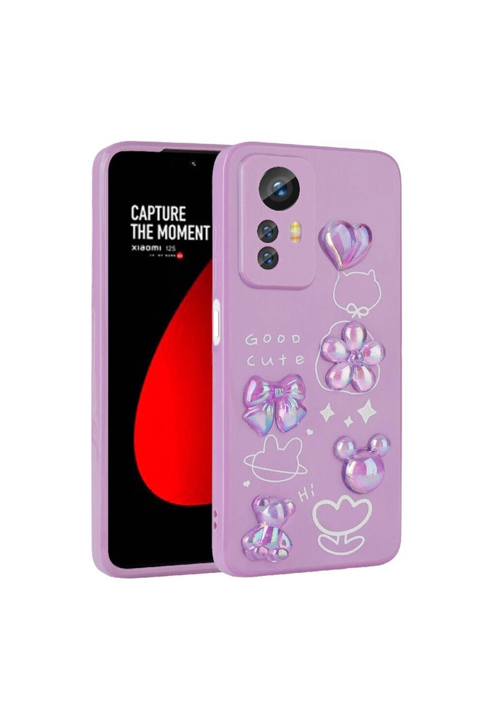 [RNZ-TA98386] Xiaomi Redmi Note 12S Uyumlu Kılıf Kabartma Figürlü Parlak Zore Toys Silikon Kapak (Mor)