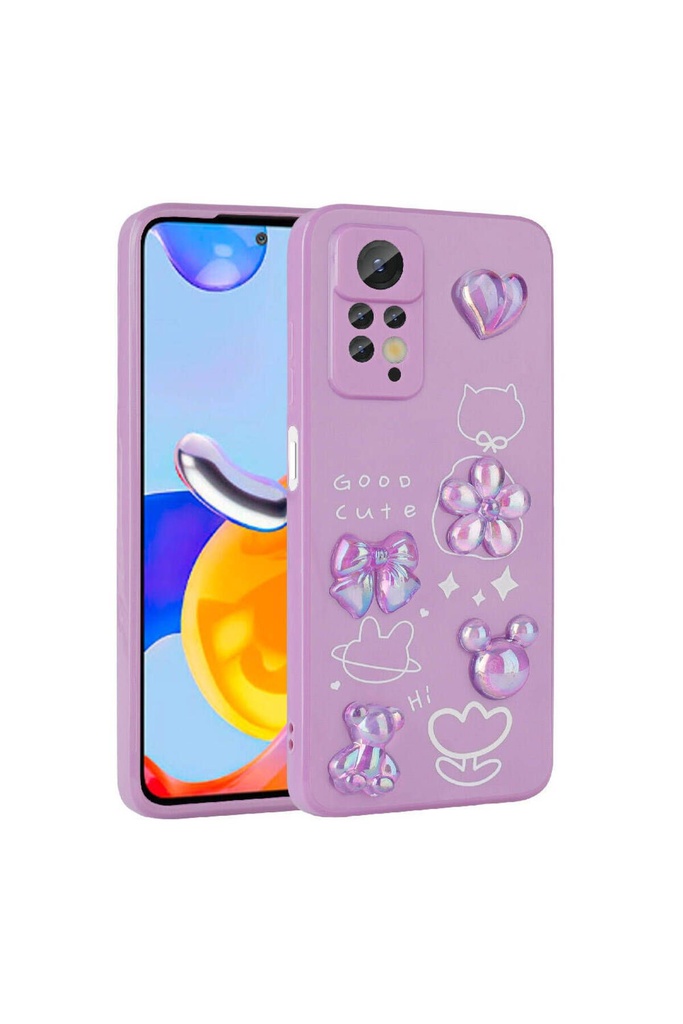 [RNZ-TA98378] Xiaomi Redmi Note 12 Pro 4G Uyumlu Kılıf Kabartma Figürlü Parlak Zore Toys Silikon Kapak (Mor)