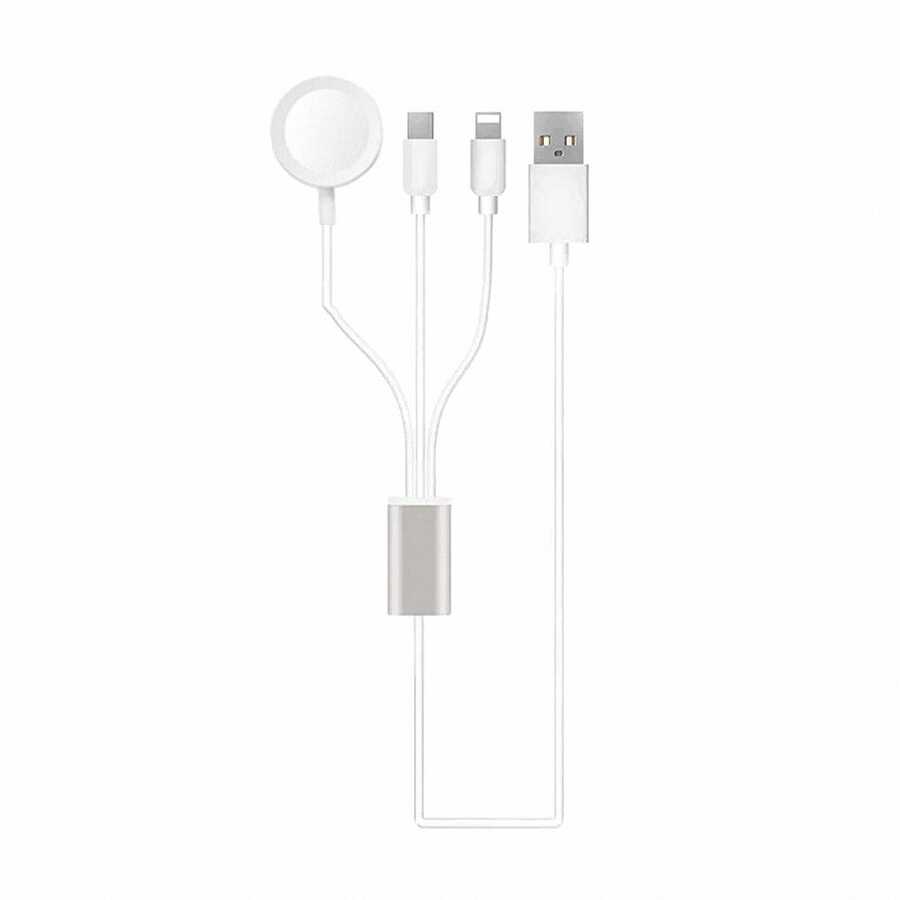 [RNZ-TA69667] Zore Akıllı Saat 3 in 1 Lightning-Type-C-Wireless USB Şarj Kablosu