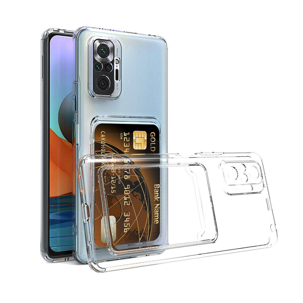 [RNZ-TA99269] Xiaomi Redmi Note 10 Pro Uyumlu Kılıf Kartlıklı Şeffaf Zore Setra Clear Silikon Kapak