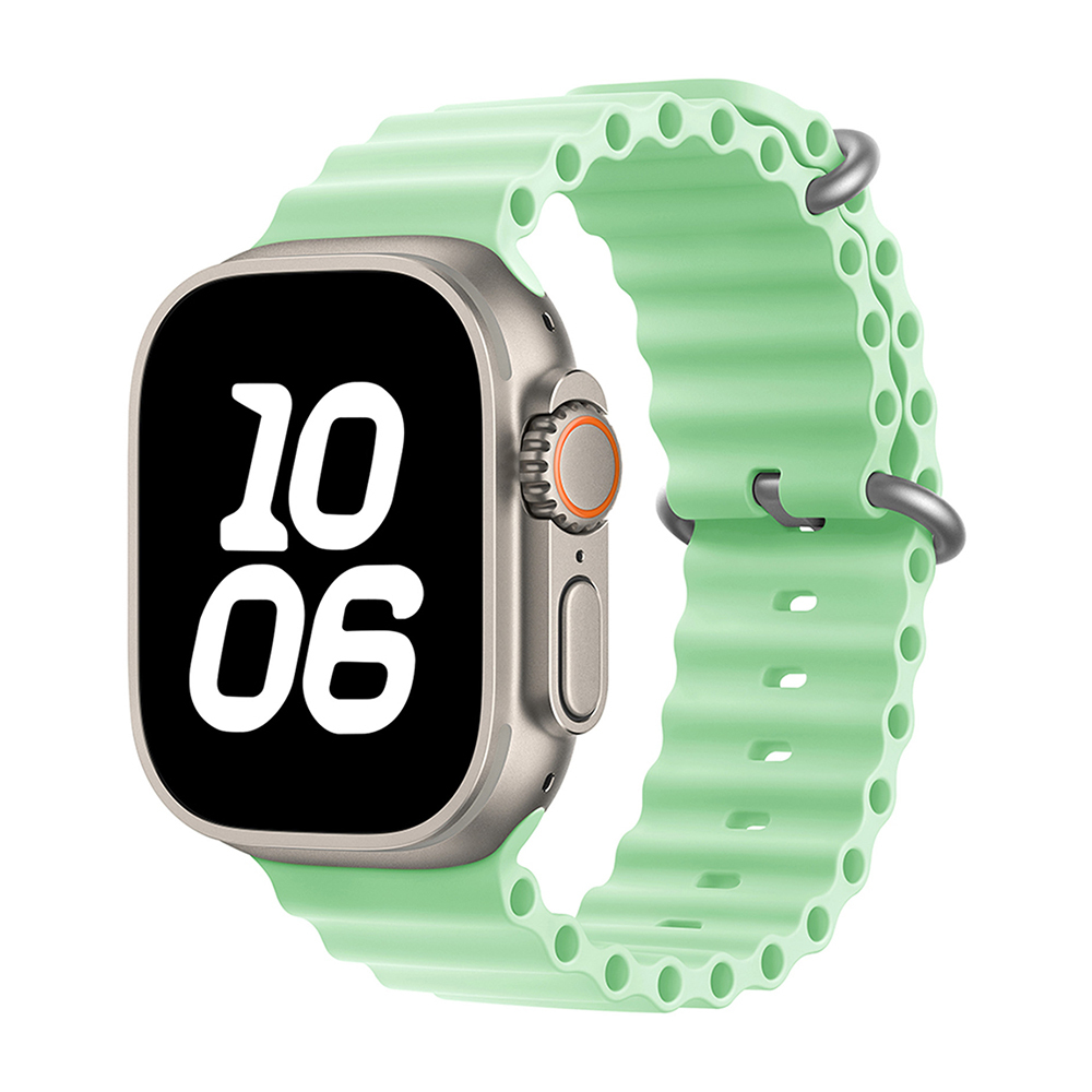 Apple Watch Ultra 49mm Uyumlu Kordon Ocean Silikon Yumuşak Esnek Metal Tokalı Zore KRD-75 Kayış