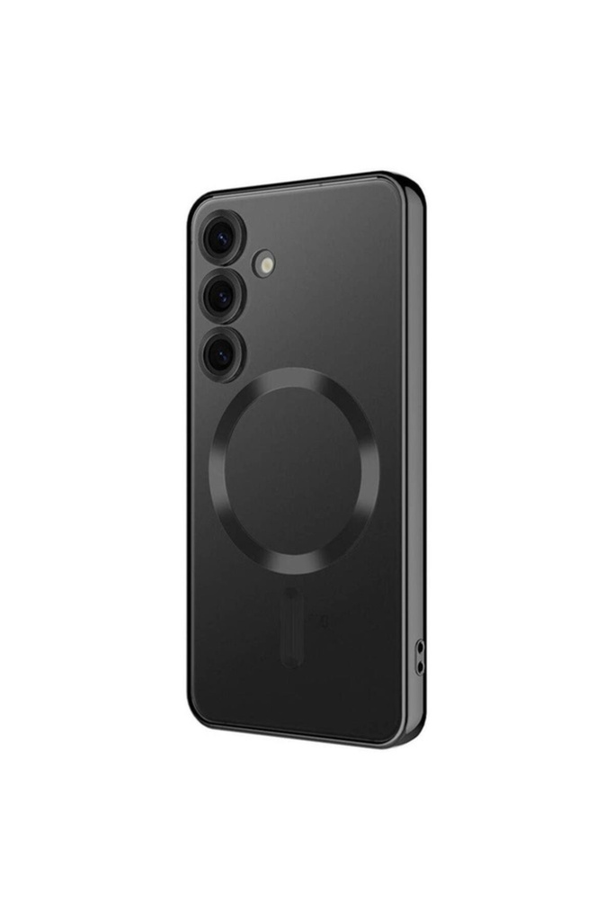 [RNZ-TA98514] Samsung Galaxy S24 Uyumlu Kılıf Kamera Korumalı M-safe Wireless Şarj Özellikli Zore Demre Kapak (Siyah)