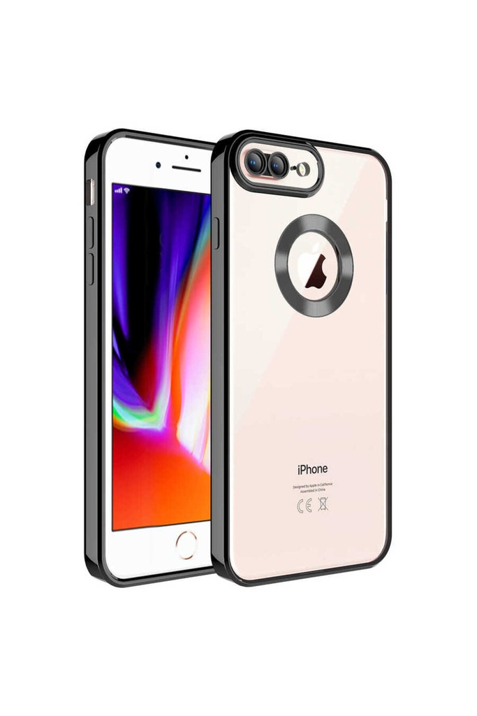 [RNZ-TA82289] Apple iPhone SE 2020 Uyumlu Kılıf Kamera Korumalı Logo Gösteren Zore Omega Kapak (Siyah)