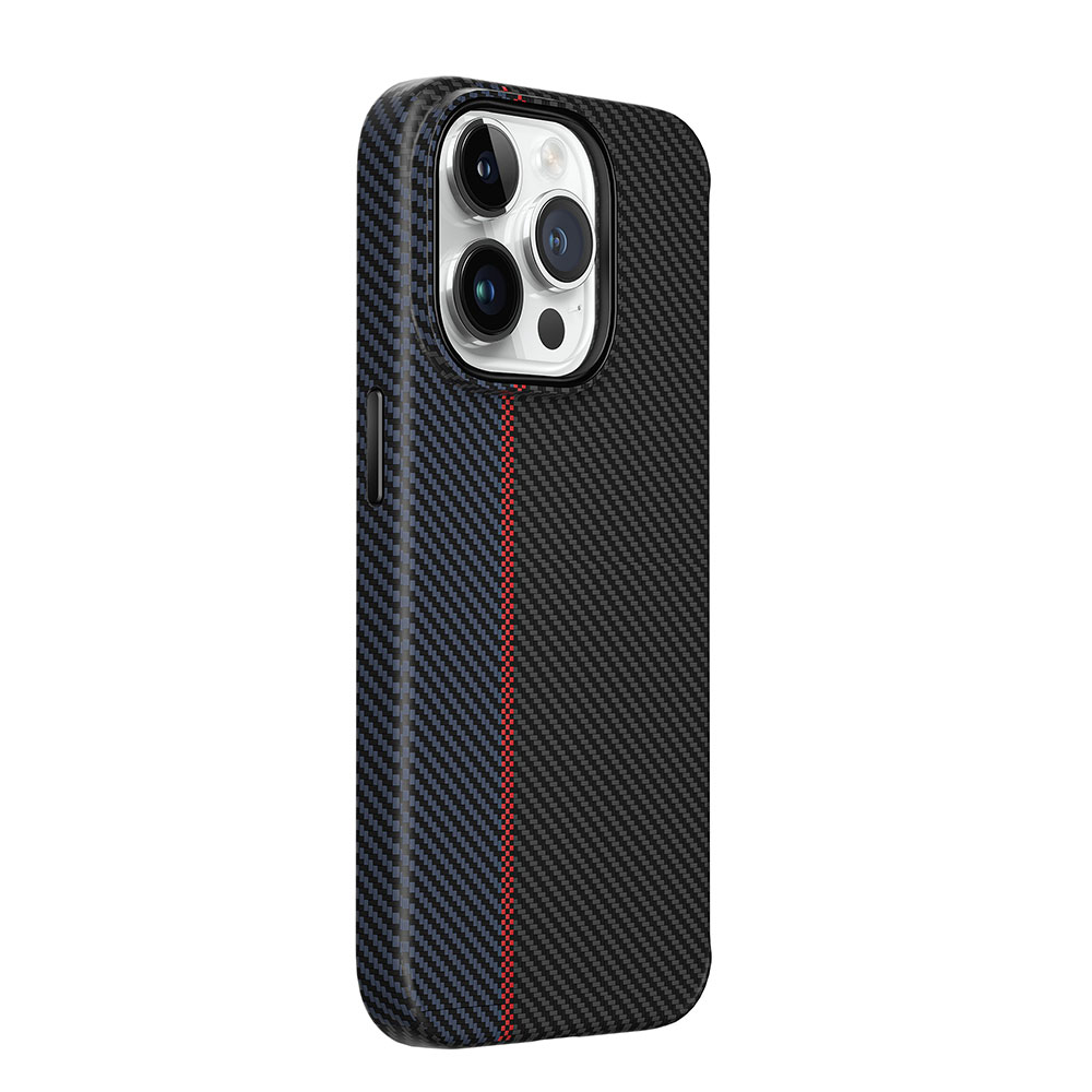 Apple iPhone 15 Pro Uyumlu Kılıf Wiwu LCC-107 Karbon Fiber M-safe Şarj Özellikli Kamera Korumalı Kabon Kapak