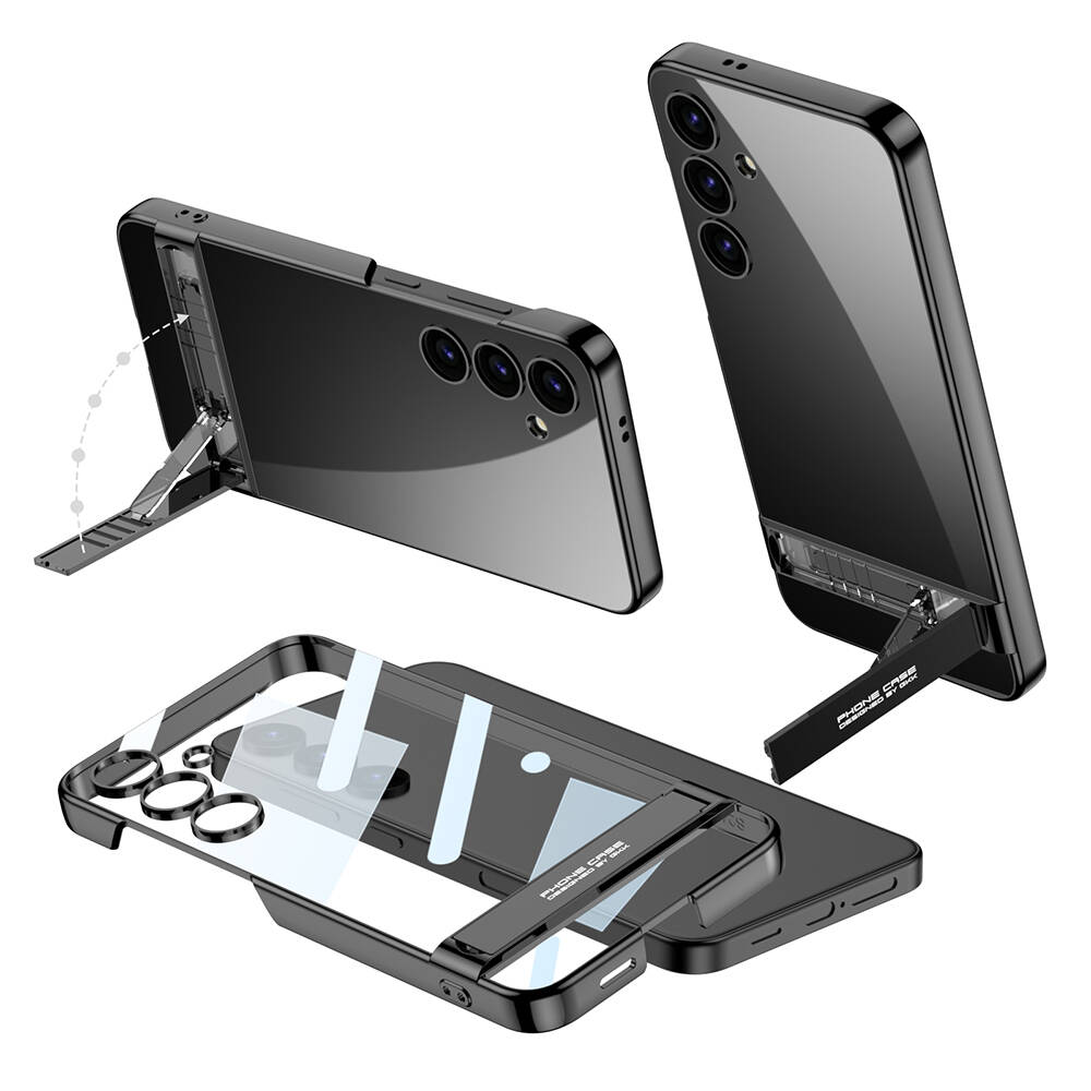 [RNZ-TA98722] Samsung Galaxy S24 Uyumlu Kılıf Zore Kamera Korumalı Şeffaf Dikey Standlı Ays Kapak