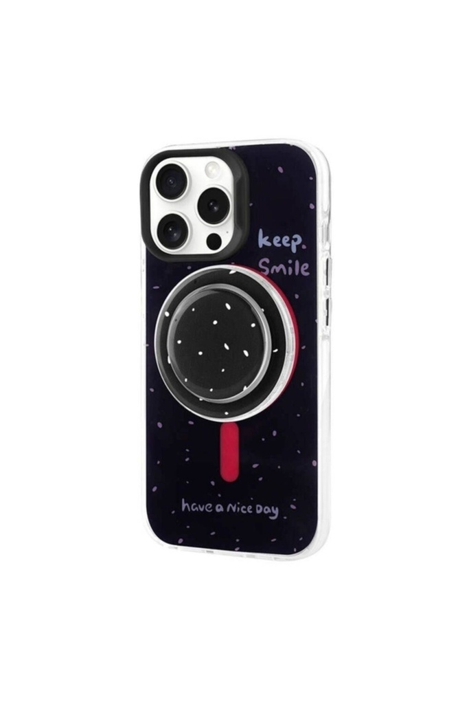 Apple iPhone 15 Pro Uyumlu Kılıf M-safe Şarj Özellikli Tak-Çıkar Pop Soketli Zore Tiktok Kapak