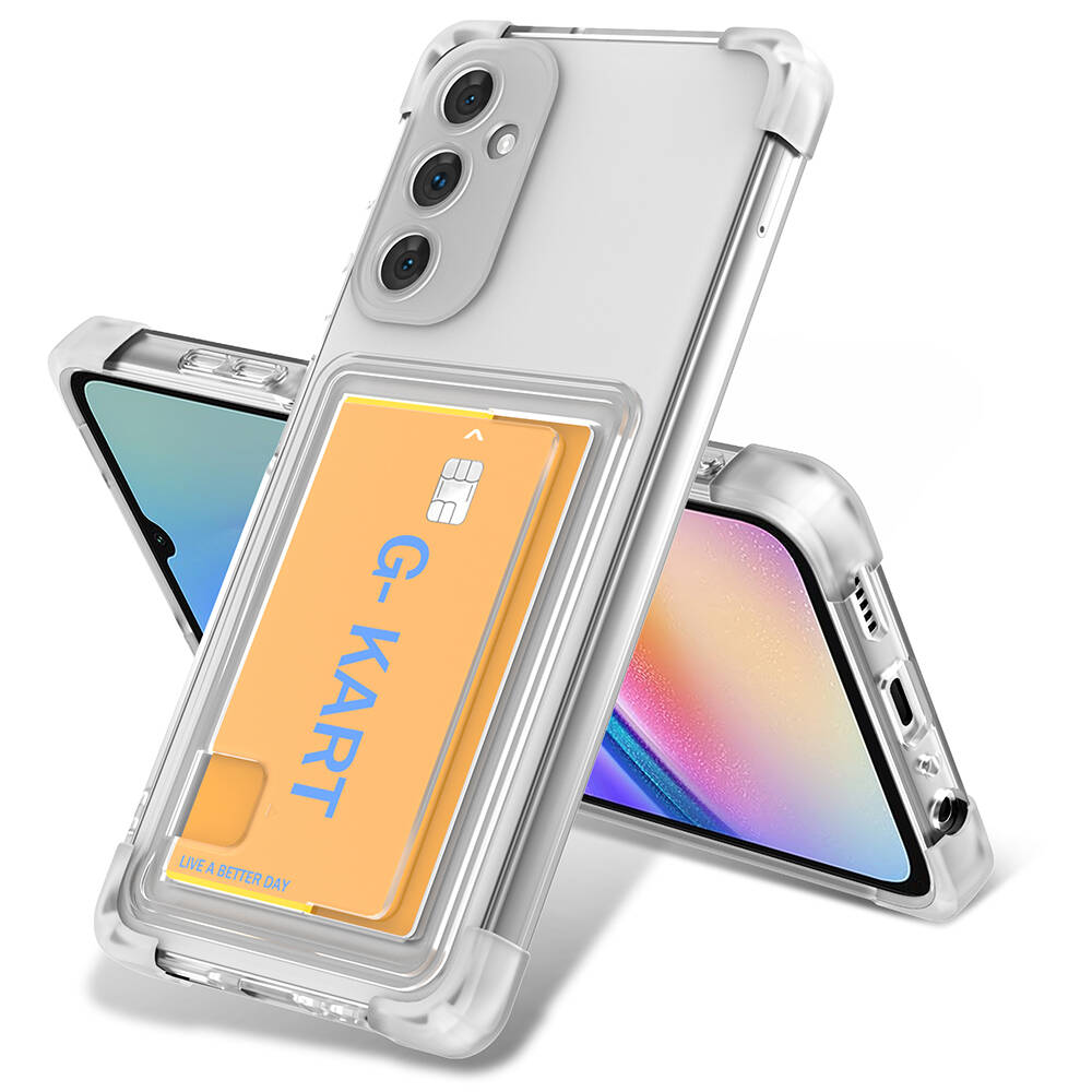 [RNZ-TA98847] Samsung Galaxy A25 Uyumlu Kılıf Airbag Tasarımlı Şeffaf Kartlıklı Zore G-Kart Kapak