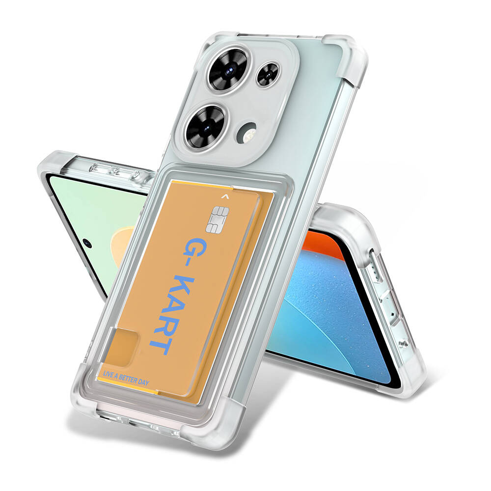 [RNZ-TA98848] Xiaomi Redmi Note 13 Pro 4G Uyumlu Kılıf Airbag Tasarımlı Şeffaf Kartlıklı Zore G-Kart Kapak