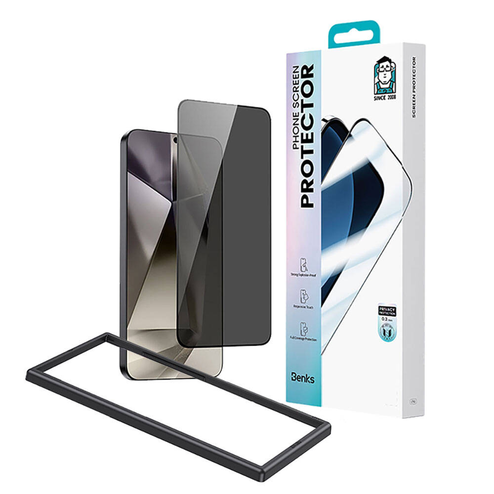 [RNZ-TA98864] Samsung Galaxy S24 Plus Uyumlu Benks Ultra Shield 0.3mm Privacy Ekran Koruyucu + Kolay Uygulama Aparatlı