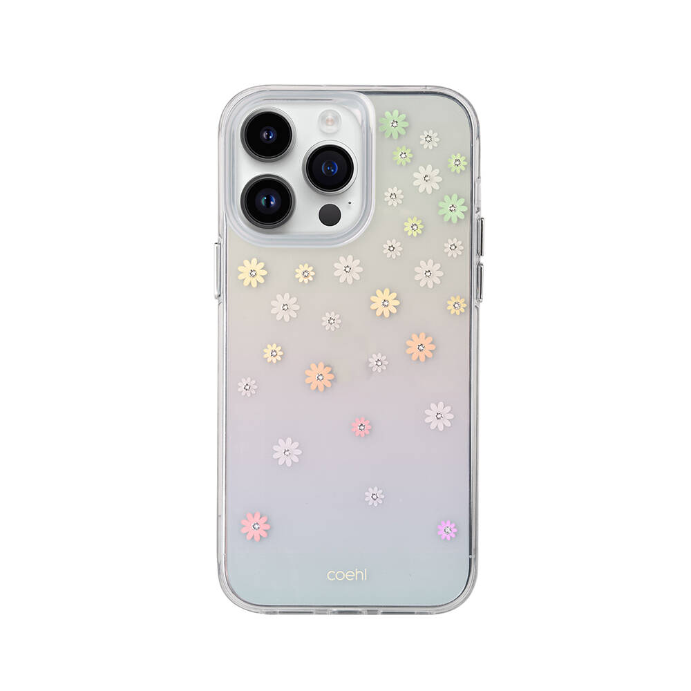 Apple iPhone 14 Pro Max Uyumlu Kılıf Çiçek Desenli Taşlı Coehl Aster Kapak