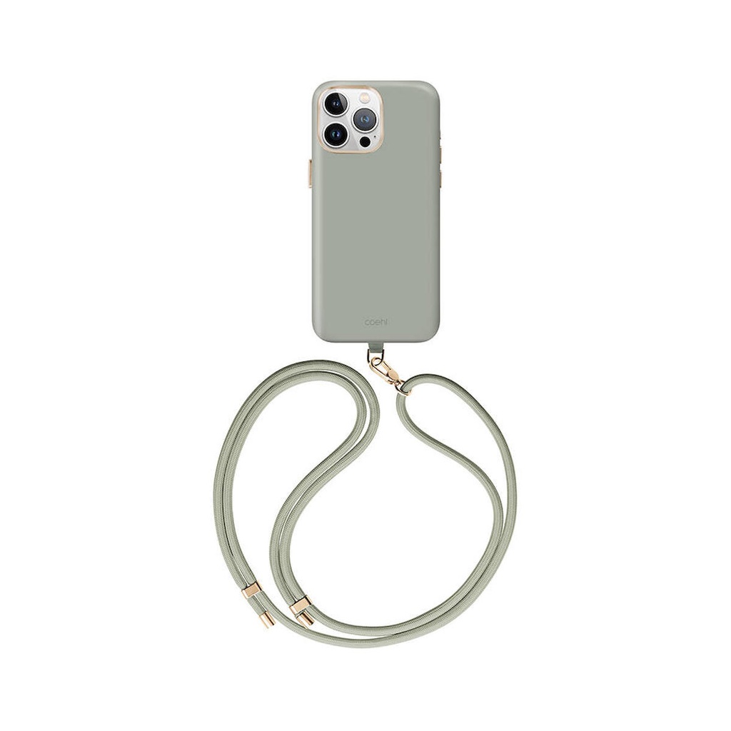 [ZTA98928] Apple iPhone 15 Pro Max Uyumlu Kılıf M-safe Şarj Özellikli Soft Pürüzsüz Yüzey Askı İpli Coehl Creme Kapak (Yeşil)